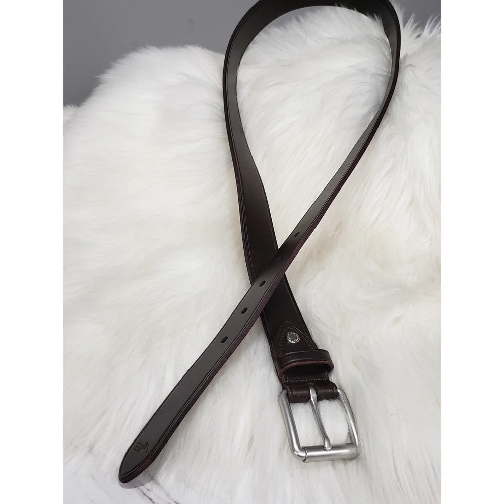 MEN'S POLO RALPH LAUREN DARK BROWN‎ GENUINE LEATHER BELT SIZE 38 SMOOTH PREPPY